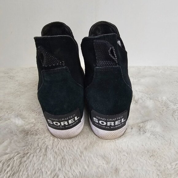 Sorel Black Athletic Pull On Fabric Hidden Wedge Skater Punk Bootie 8 - Picture 5 of 12